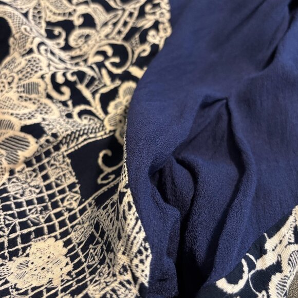 Neeru Kumar Navy & Ivory Patchwork Floral Dress Size Medium - Picture 9 of 10